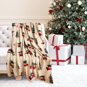 Kathy Ireland Christmas Flannel Fleece Plush Throw Blanket (Pattern: Holiday Truck, size: 50"x60")
