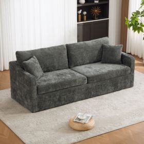 86.61" Wide Extra-large Double-seater Sofa, Chenille Upholstered, With Two Armrest Pillows And Two Backrest Pillows, Suitable For Bedrooms, Living Roo (Option: Charcoal)