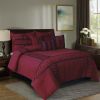 7-Piece Burgundy Ruched Comforter Set, Brushed Microfiber Bedding for All Seasons