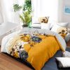 5-Piece Gold & Gray Floral Bedding Set (Queen/King/Cal King) - Microfiber Quilt + Pillow Shams