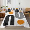 Modern Boho 4 Piece Flat Sheets Set, Abstract Minimalist Art Bed Set with 1 Fitted Sheet 1 Flat Sheet 2 Pillowcases, Black White