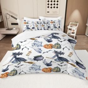 8 Pieces Halloween Comforter Set, Witch Pattern Bed In A Bag Bedding With Comforter Sheet Sham - 1 Comforter, 2 Pillow Shams, 1 Flat Sheet, 1 Fitted S (Option: aspicture)