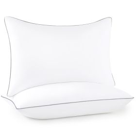 Pillows Standard And Full Size, Hotel Collection Bed Pillows For Side, Back, And Stomach Sleepers, Fluffy And Supportive, Down Alternative Microfiber (Option: 2pc Gray King 19x 34in)